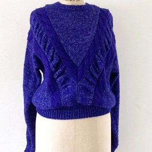 Lilly of California blue vintage sweater long sleeve crew neck soft bulky knit M